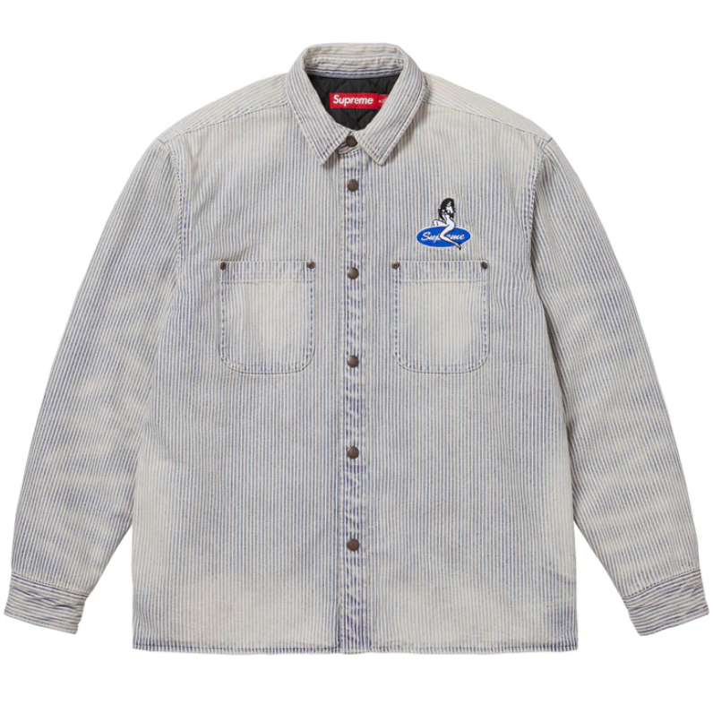 Supreme Quilted Lined Denim Snap Shirt Stripe