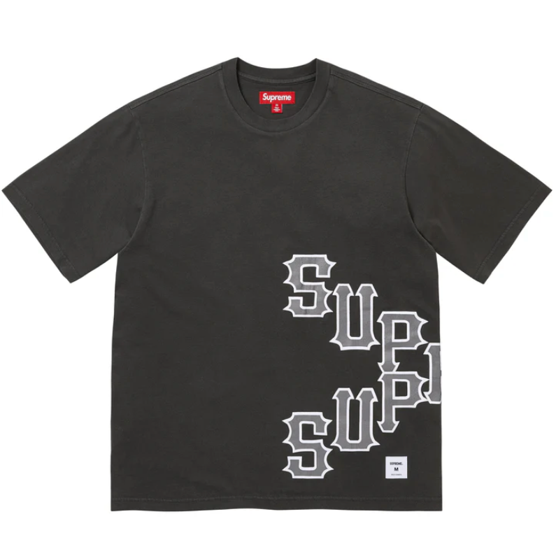 Cracked Spellout S/S Top Washed Black