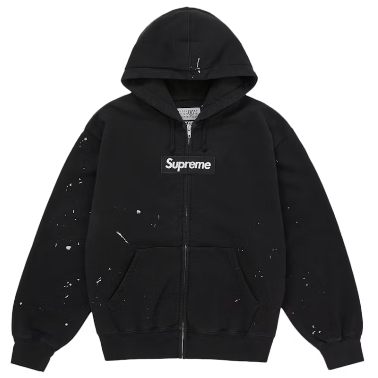 Supreme MM6 Maison Margiela Box Logo Zip Up Hooded Sweatshirt Black