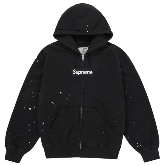 Supreme MM6 Maison Margiela Box Logo Zip Up Hooded Sweatshirt Black