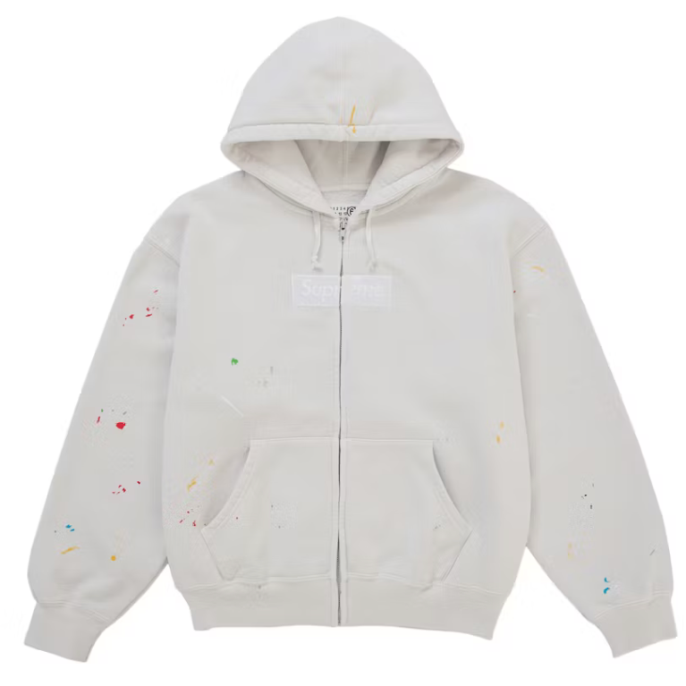 Supreme MM6 Maison Margiela Box Logo Zip Up Hooded Sweatshirt White