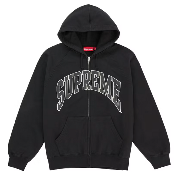 Supreme Cracked Raglan Zip Up Hooded Sweatshirt Black