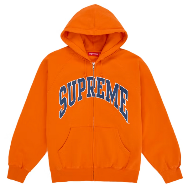 Supreme Cracked Raglan Zip Up Hooded Sweatshirt Dark Orange