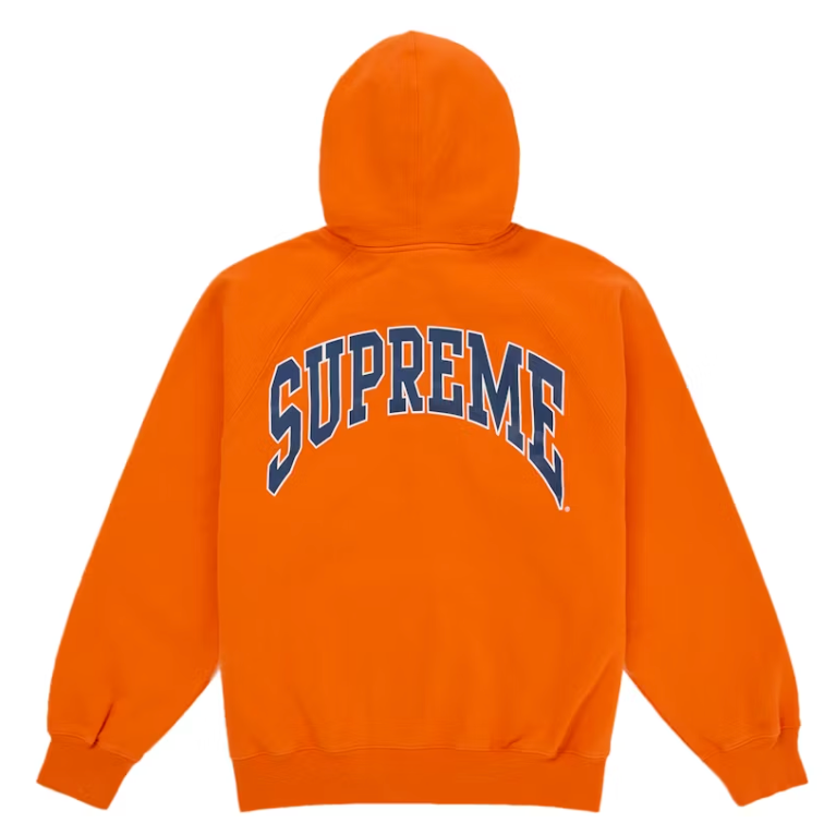 Supreme Cracked Raglan Zip Up Hooded Sweatshirt Dark Orange