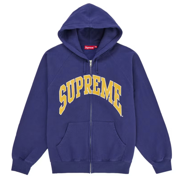 Supreme Cracked Raglan Zip Up Hooded Sweatshirt Washed Navy