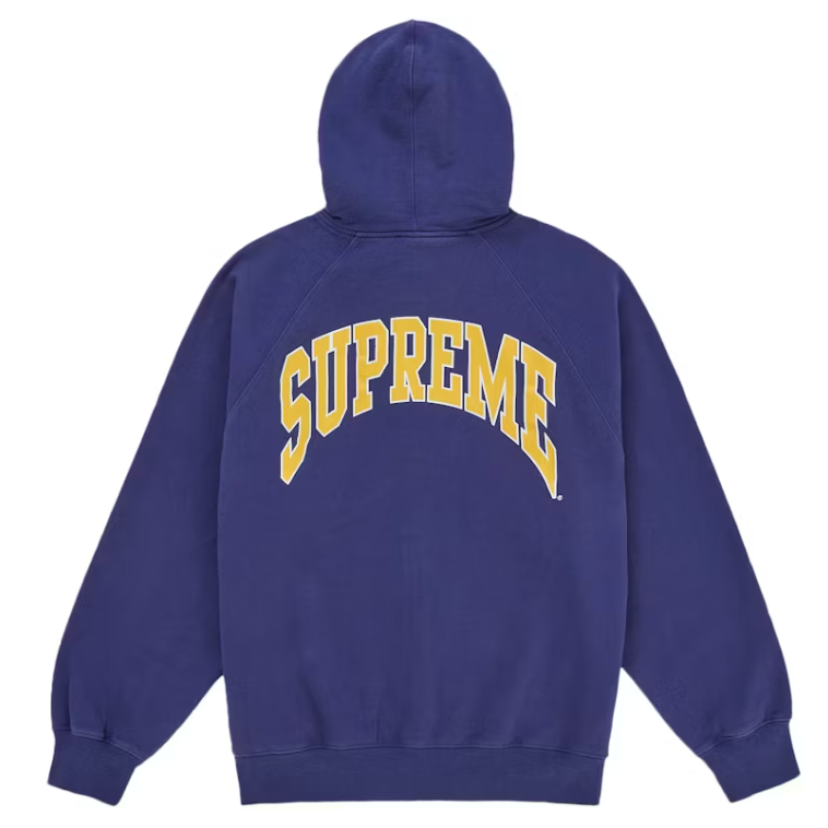 Supreme Cracked Raglan Zip Up Hooded Sweatshirt Washed Navy