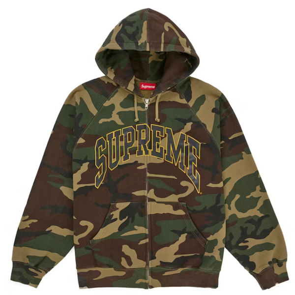Supreme Cracked Raglan Zip Up Hooded Sweatshirt Woodland Camo