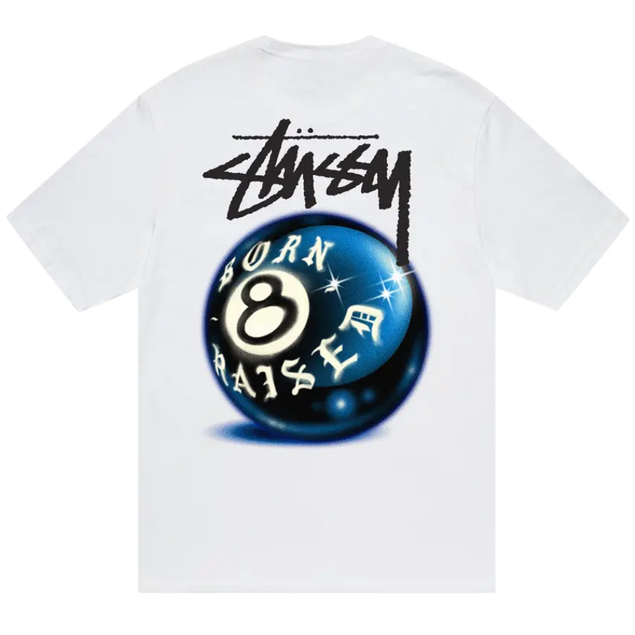 Stussy Born X Raised 8 Ball Tee White