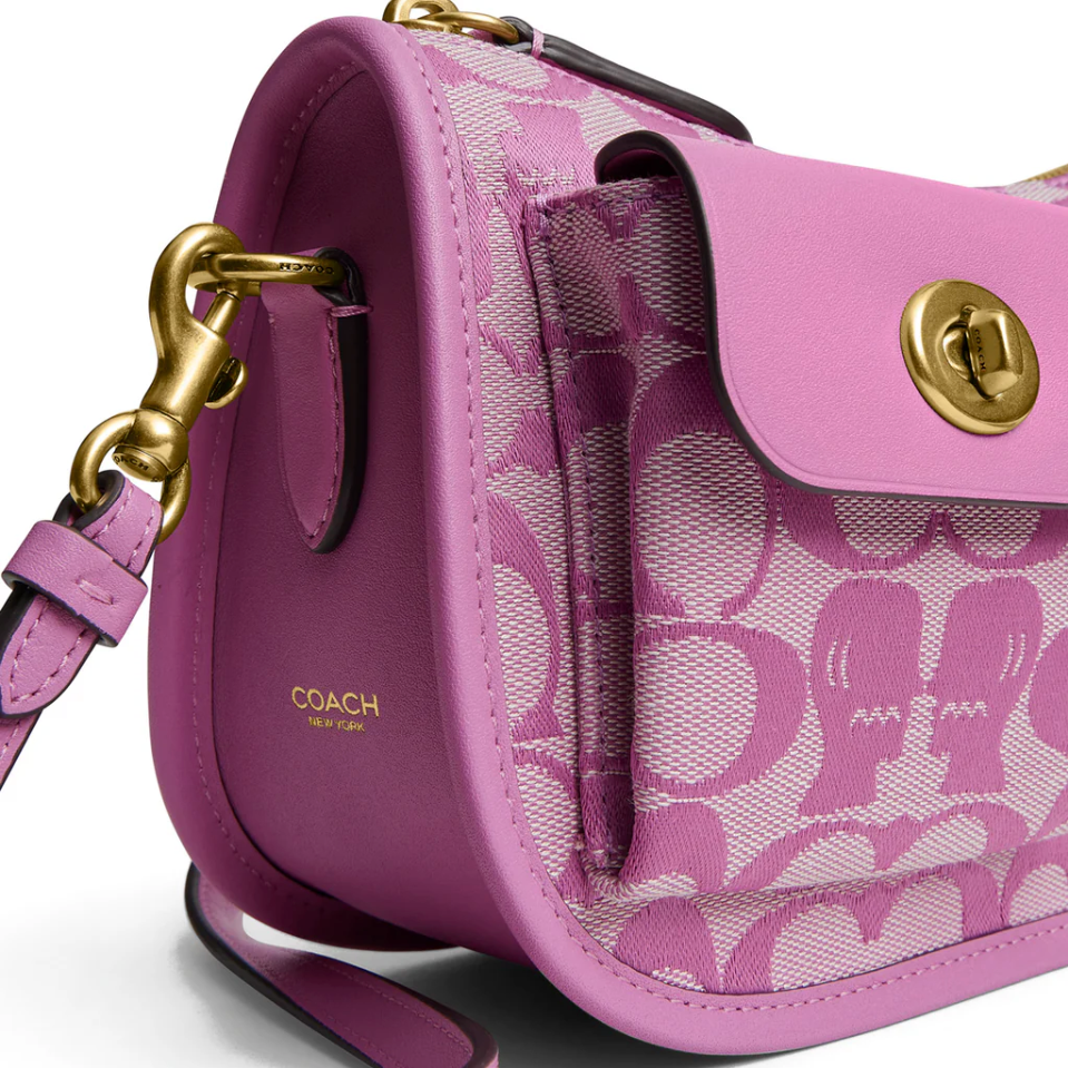 Coach x Brain Dead Twin Turnlock Waverly Bag In Signature Jacquard Brass/Fuchsia