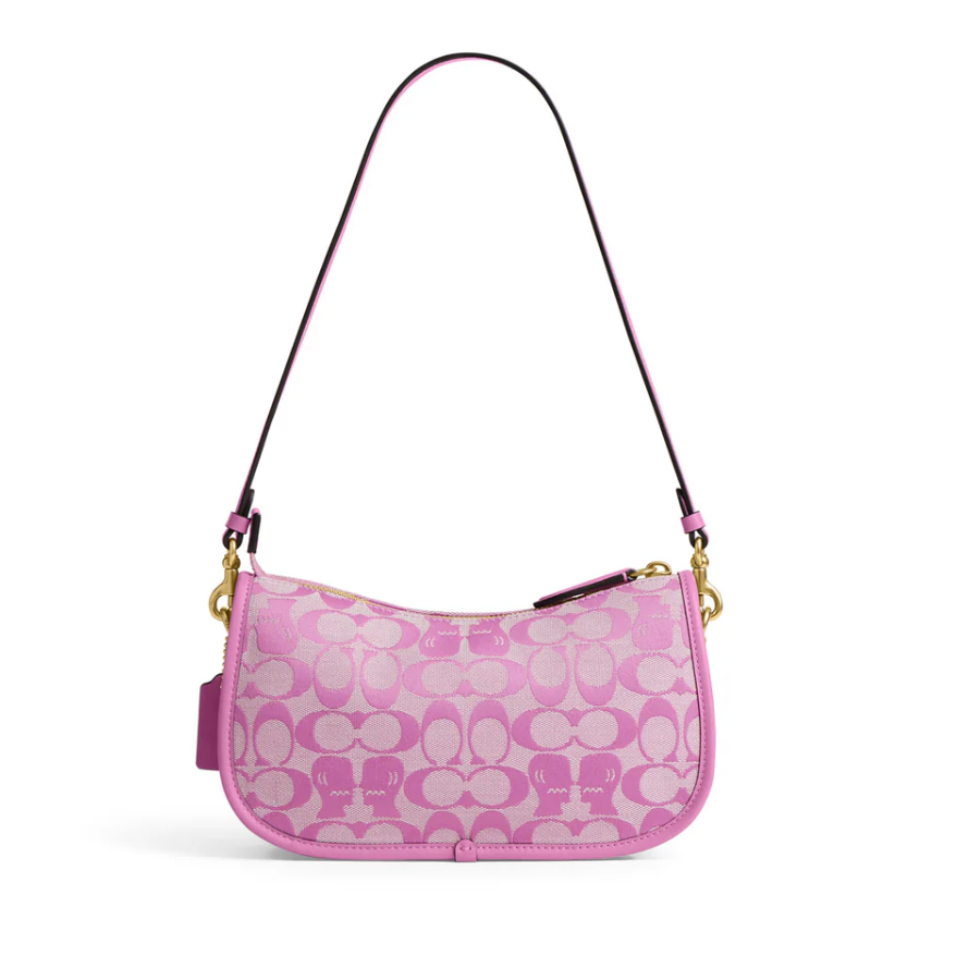 Coach x Brain Dead Twin Turnlock Waverly Bag In Signature Jacquard Brass/Fuchsia