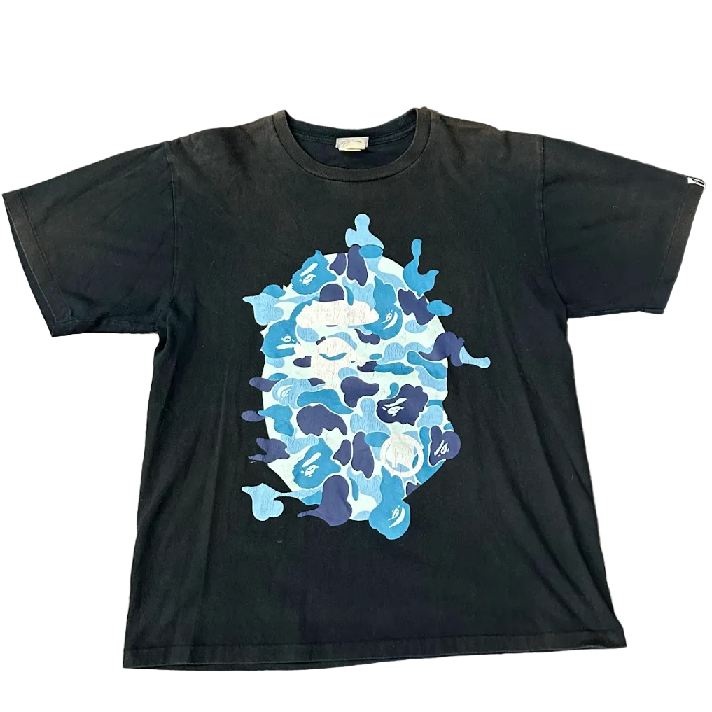 USED Bape Faded Rebuild Big Ape Head Tee Black