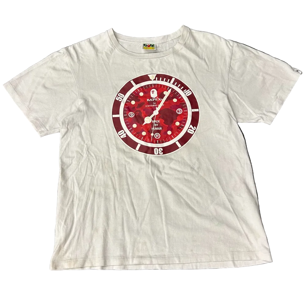 USED Bape BapeX Red Red Camo Tee White