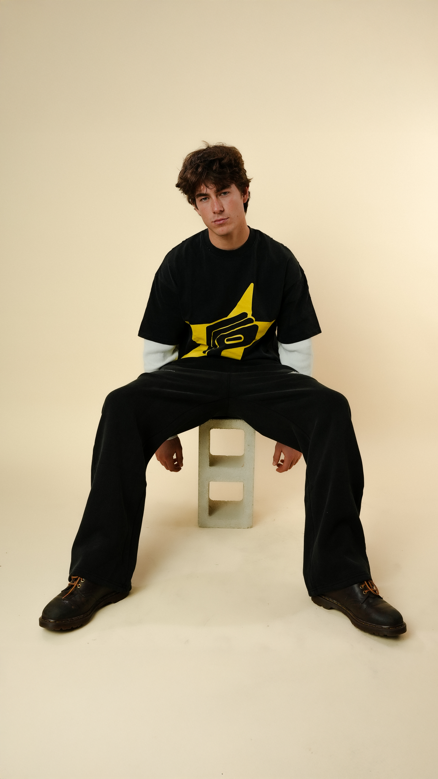 TWOFER WAFFLE LONG-SLEEVE - LOGO/VINTAGE BLACK