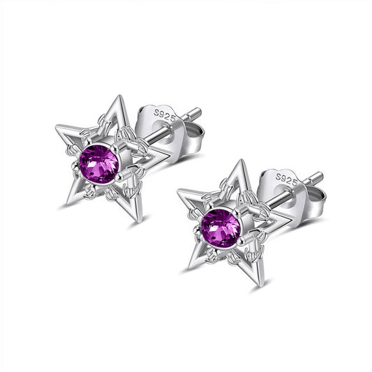 BARBWIRE STAR EARRINGS - AMETHYST