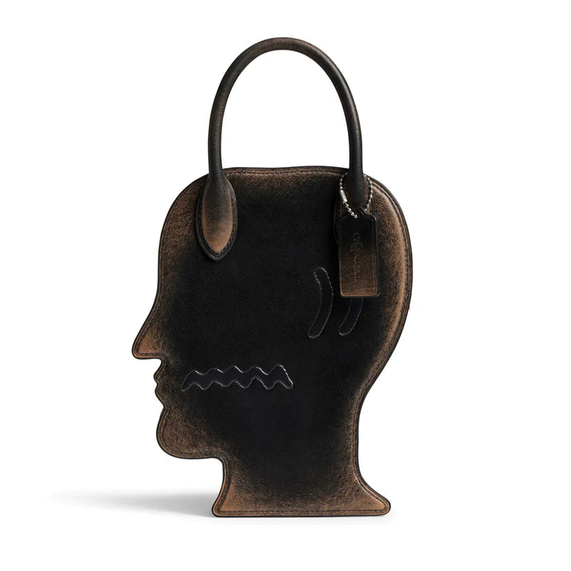 Coach x Brain Dead Logohead Bag In Loved Leather Black Brown