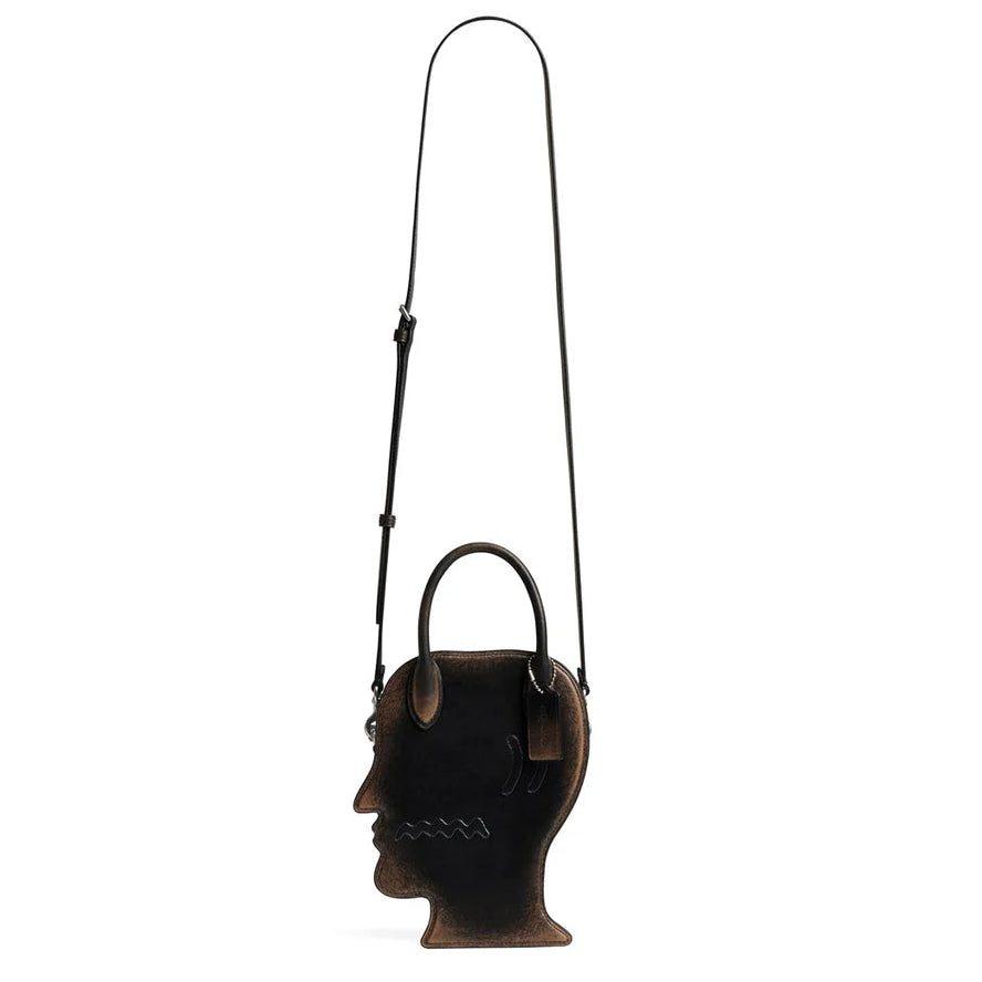 Coach x Brain Dead Logohead Bag In Loved Leather Black Brown